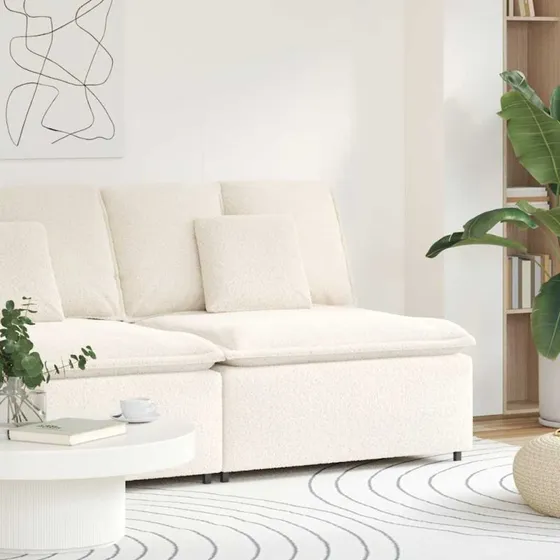 vidaXL modulopbygget sofacentermodul 100 cm, cremefarvet bouclé