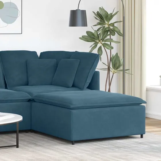 vidaXL Modulær sofa fodskammel 100x100x48 cm - Blå fløjl
