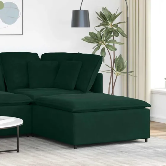 vidaXL Modulær sofa fodskammel 100x100x48 cm - mørkegrøn fløjl