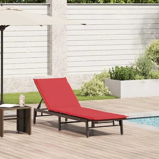 vidaXL liggestol i polyrattan med hynde, brun