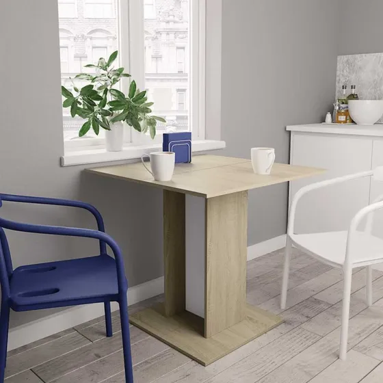 vidaXL spisebord 80x80 cm i hvid og sonoma-eg