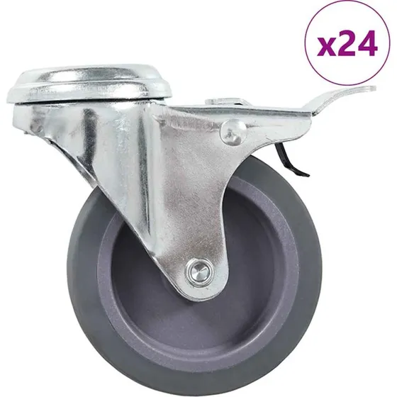 vidaXL hjul med bolthul 75 mm - 24 stk. (12 med bremse)