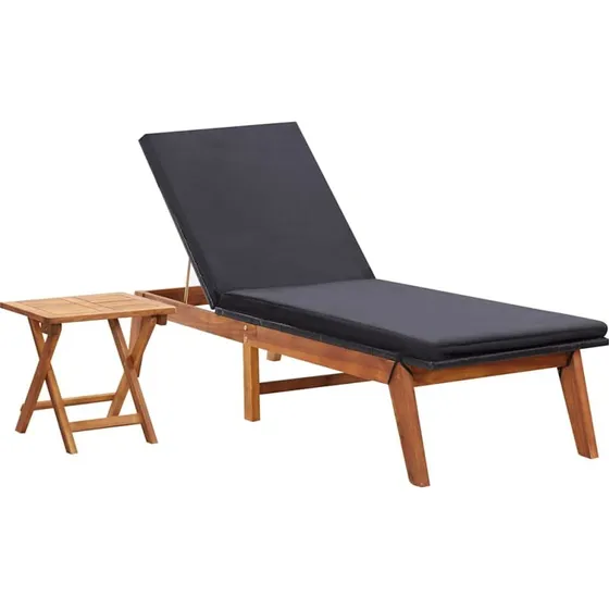 vidaXL liggestol med bord i polyrattan og akacietræ