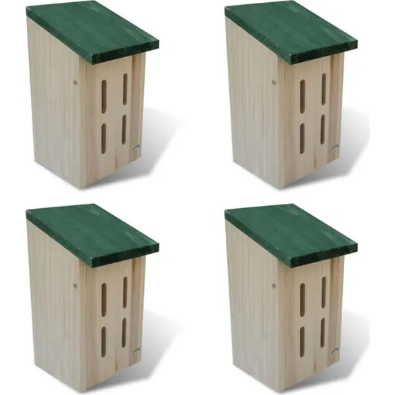 vidaXL sommerfuglehus i massivt træ, sæt med 4, 14x15x22 cm