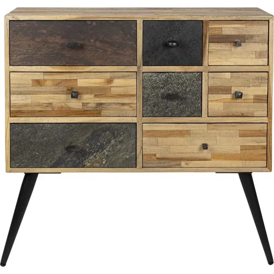 Studio White San Skænk - Taupe Teak/Stål - 8 skuffer