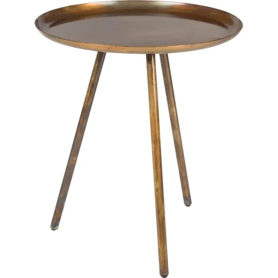 Studio White Frost Sidebord - Rundt metal i brungrå og guld