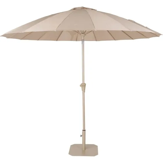 ZUIVER Sunshine parasol m. fod, beige polyester & rustfrit stål