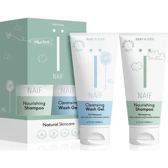 Naif Baby & Kids Sæt: Rensegel og Nærende Shampoo (2x200 ml)