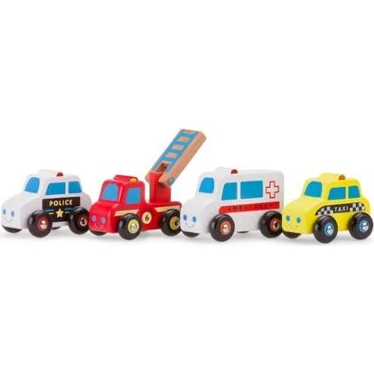 New Classic Toys Minibiler i træ - 4 stk.