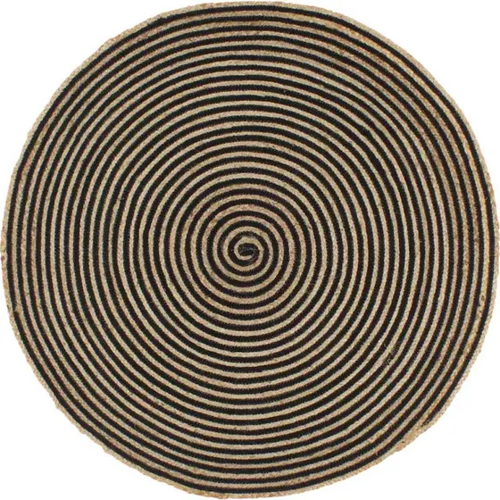 vidaXL håndlavet jutetæppe med spiraldesign, sort, 90 cm