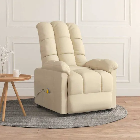 vidaXL massagestol i stof, cremefarvet