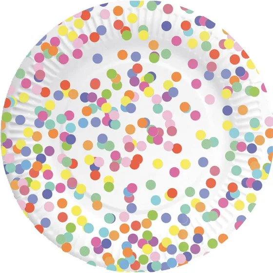 Haza Original Confetti Paptallerkener - 23cm - 8 stk.