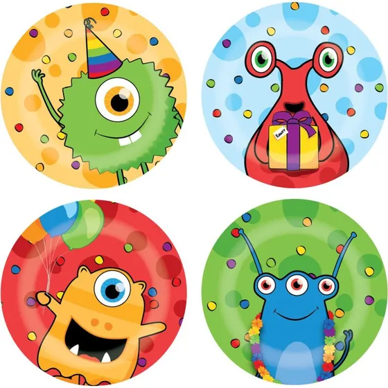 Haza Witbaard Monster Party Tallerkener - 23 cm (8 stk.)