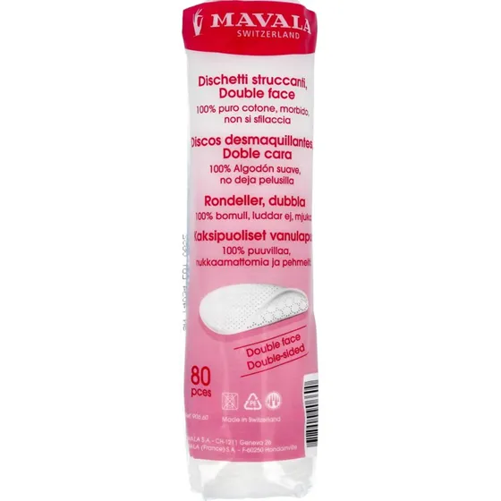 Mavala Cotton Pads 80 stk – dobbeltsidede bomuldspads