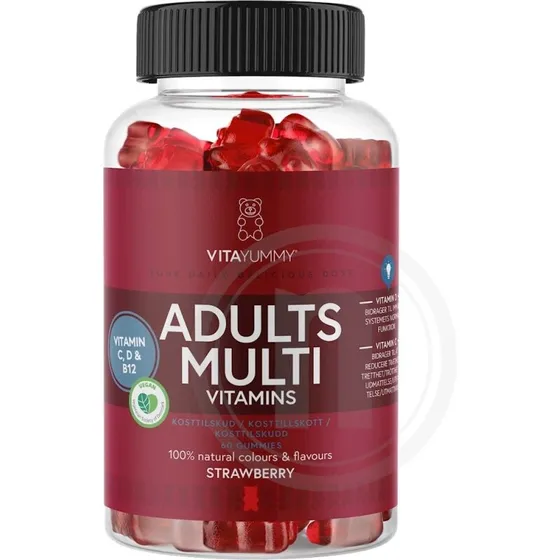 VitaYummy Adults Multivitamin 60 stk – Jordbær (vegan)