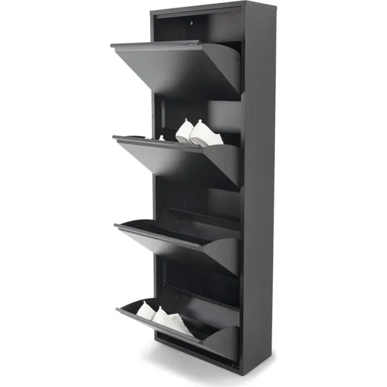 Spinder Design Billy skoskab i sort stål, 150x50x22 cm