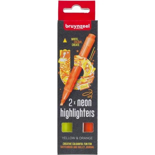 Bruynzeel Highlighters Sæt - 2 Farver (Gul og Orange)