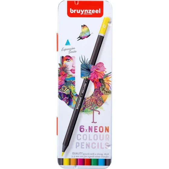 Bruynzeel Expression Farveblyanter Neon 6 stk. i tin