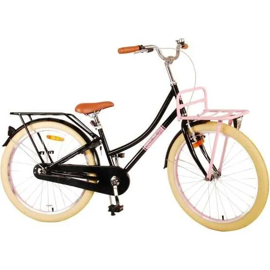 Volare børnecykel 24 tommer sort - med fodbremse og bagagebærer