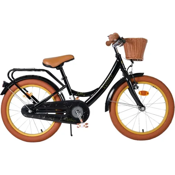 Volare Ashley 18" Børnecykel - Sort med Kurv og Bagagebærer