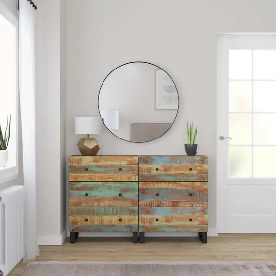 vidaXL Skænke 2 stk. 60x33x75 cm i massivt genbrugstræ