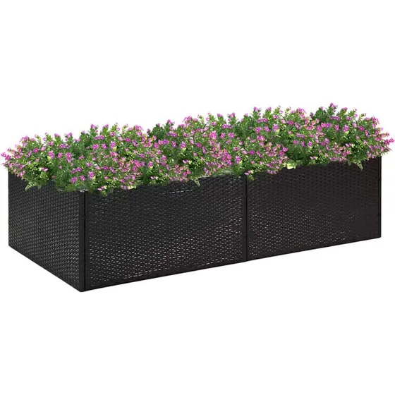vidaXL plantekasse i polyrattan, 157x80x40 cm, sort