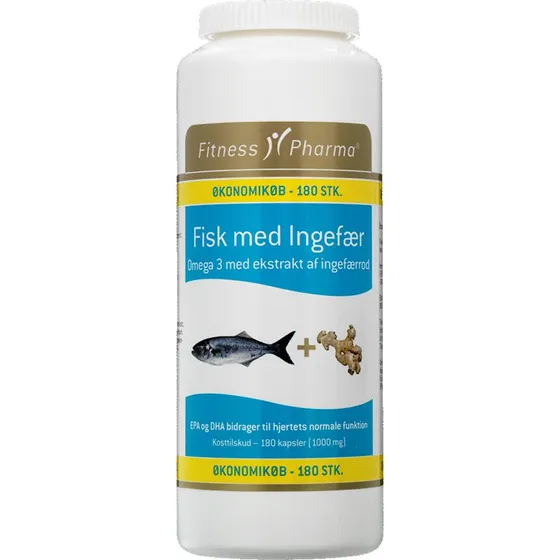Fitness Pharma Fisk m. ingefær 180 kapsler