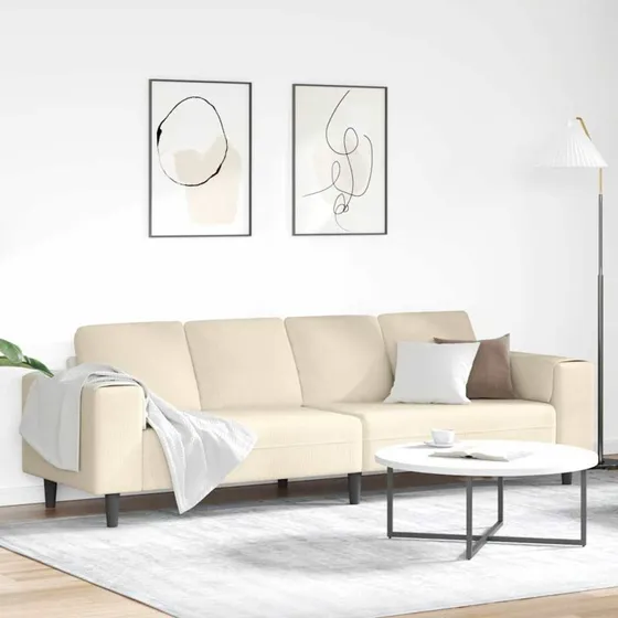 vidaXL Sofa Creme 250 x 77 x 76 cm Velourstof