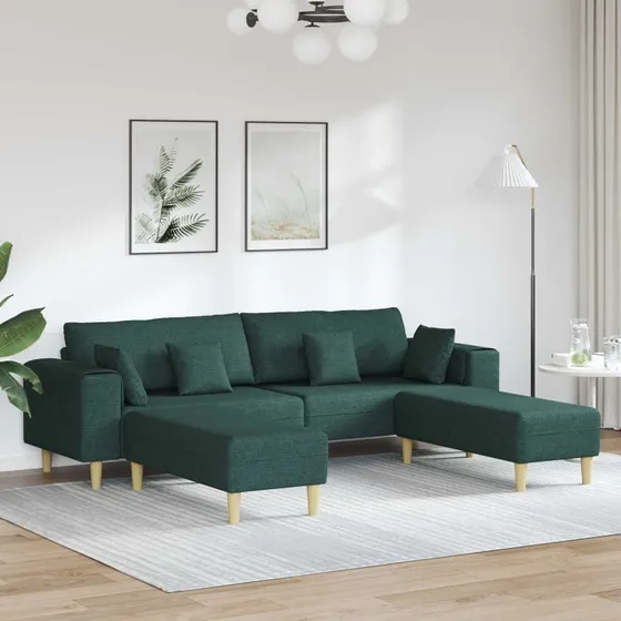 vidaXL Sofa 3 stk. Mørkegrøn Stof - Modulær Hjørnesofa