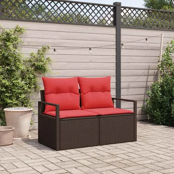 vidaXL Havemøbelsofa med pude 120 x 62 x 69 cm i polyrattan