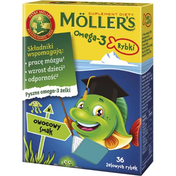 Möller's Omega-3 Fisk med 3 frugtsmage, 36 stk