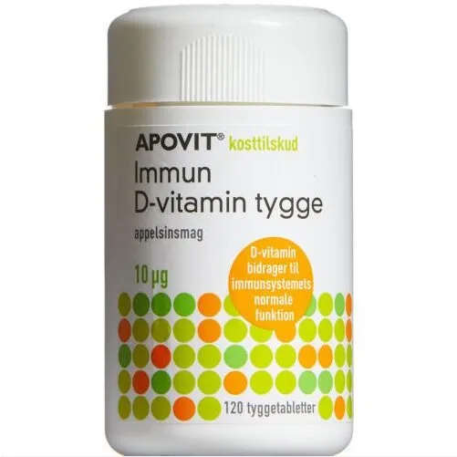 Apovit Immun D-vitamin tygge 25 µg D3, 120 stk