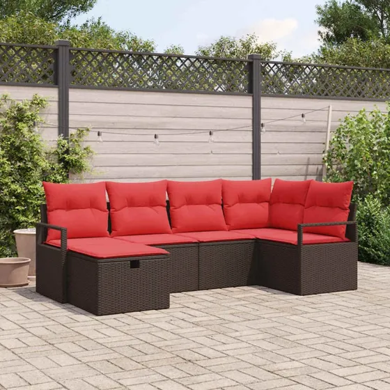 vidaXL Havesofa Sæt 6 stk. Brun Polyrattan