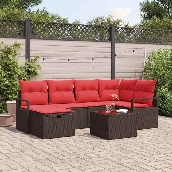 vidaXL Havesofa Sæt 6 stk. i polyrattan