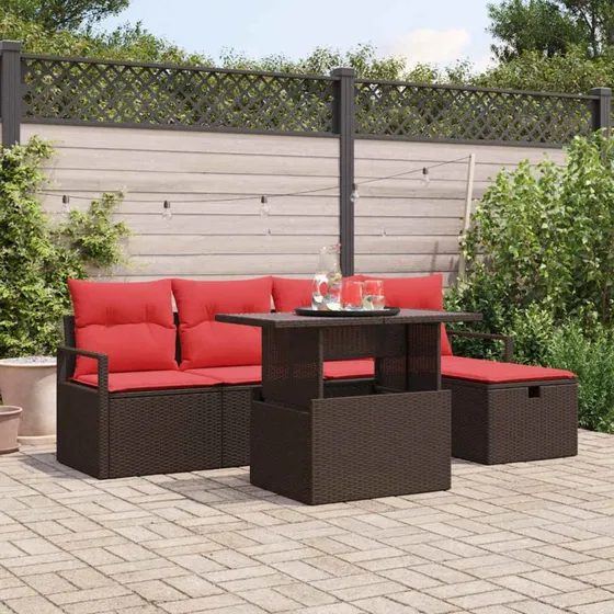 vidaXL Havesofa Sæt 6 stk. Brun Polyrattan