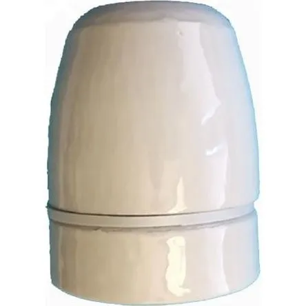 Porcelænsfatning E27, hvid, glat overflade med 10mm nippel