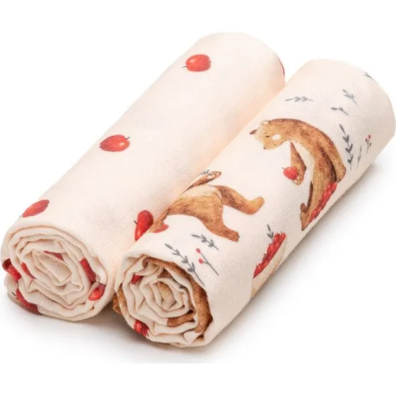 T-TOMI BIO Muslin Very Beary stofbleer 65x65 cm (2 stk.)