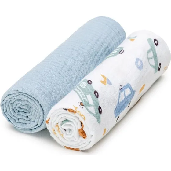 T-TOMI BIO Muslin Stofbleer Trafik 65x65 cm (2 stk)