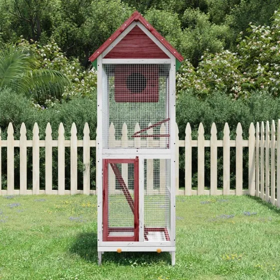 vidaXL fuglebur i massivt fyrretræ, mokka, 60x58,5x160 cm