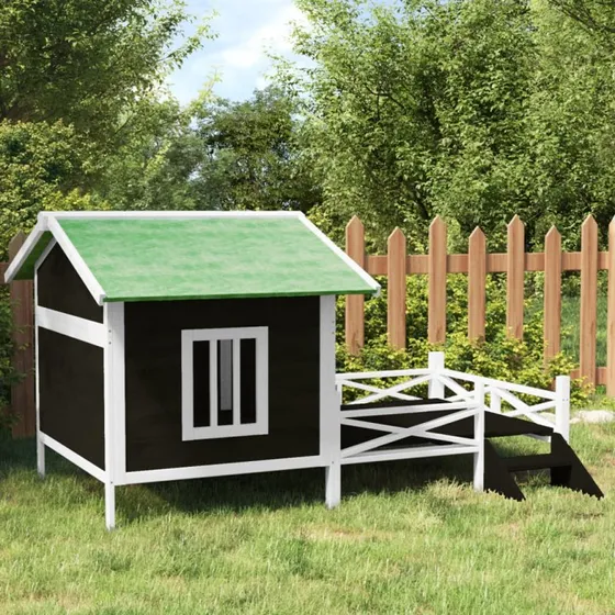 vidaXL hundehus i massivt fyrretræ, 159x120x88,5 cm, grå