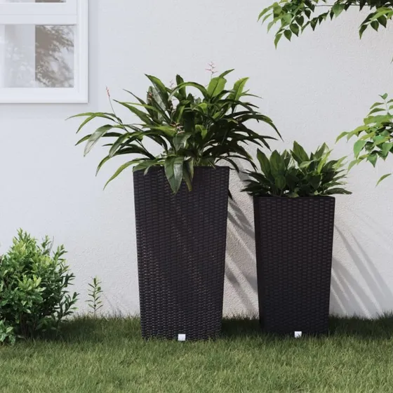 vidaXL plantekrukke rattanlook antracit, 21/49 l