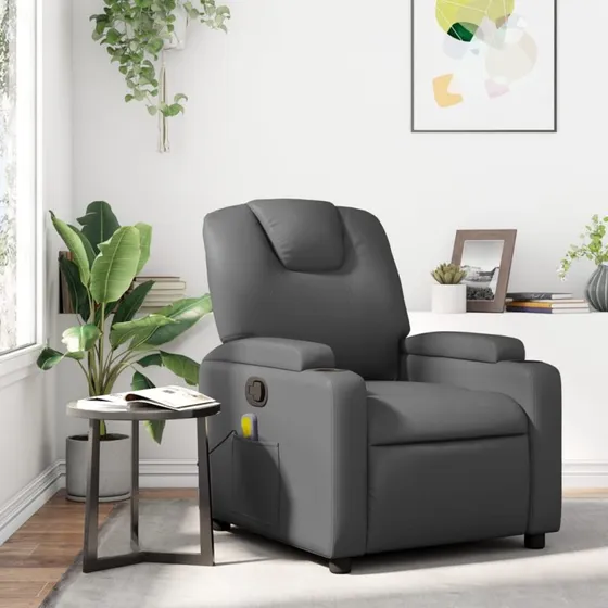 vidaXL massagestol i grå kunstlæder med manuel recliner