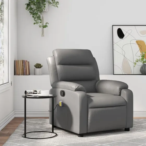vidaXL massagestol i grå kunstlæder med manuel recliner