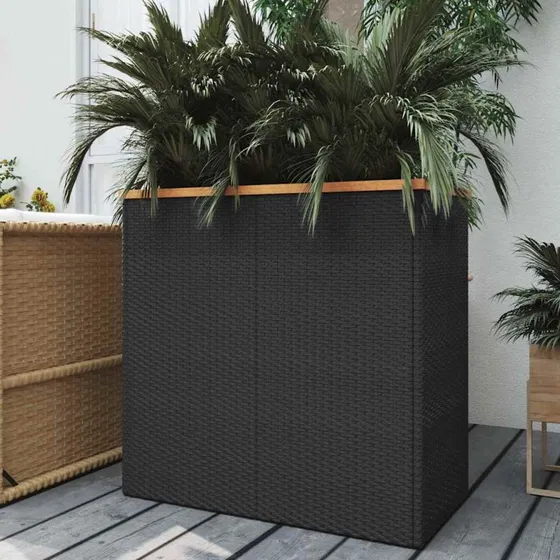 vidaXL plantekasse polyrattan 80x40x80 cm - sort med brun kant