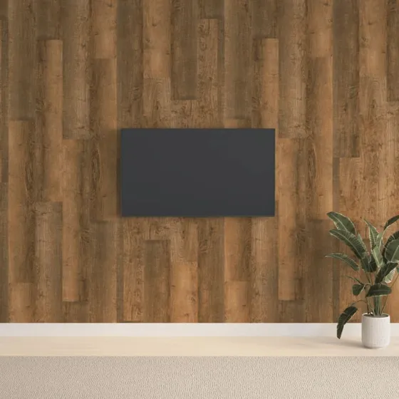 vidaXL vægpaneler i PVC med trælook, brun, 2,06 m²