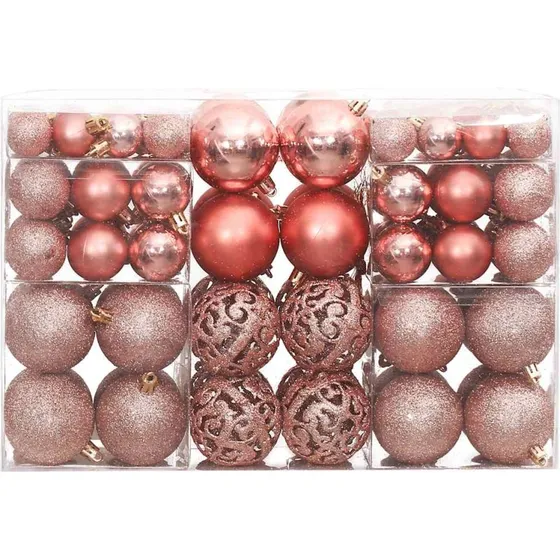 vidaXL julekugler 100 stk. 3/4/6 cm lyserød og rosa