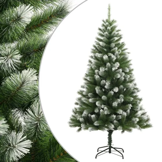 vidaXL Kunstigt juletræ med sne, 210 cm, hængslet