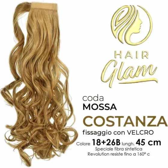 Hår Glam Costanza Mossa med Velcro - 45 cm