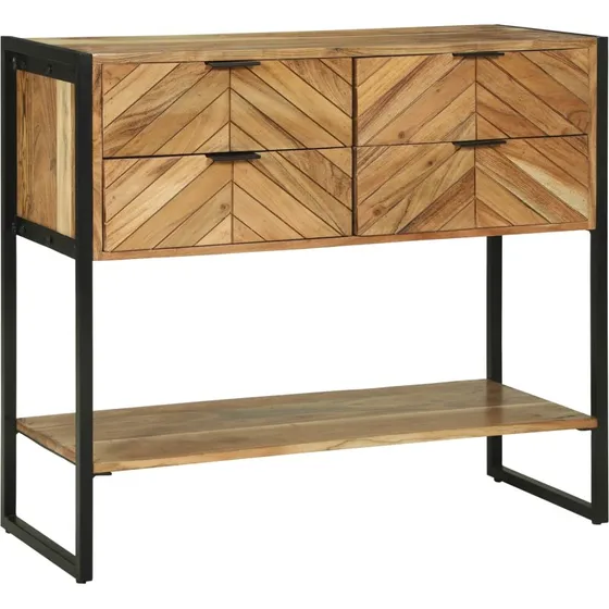 vidaXL Konsolbord med skuffe i massivt akacietræ, Brun 90x35x80 cm