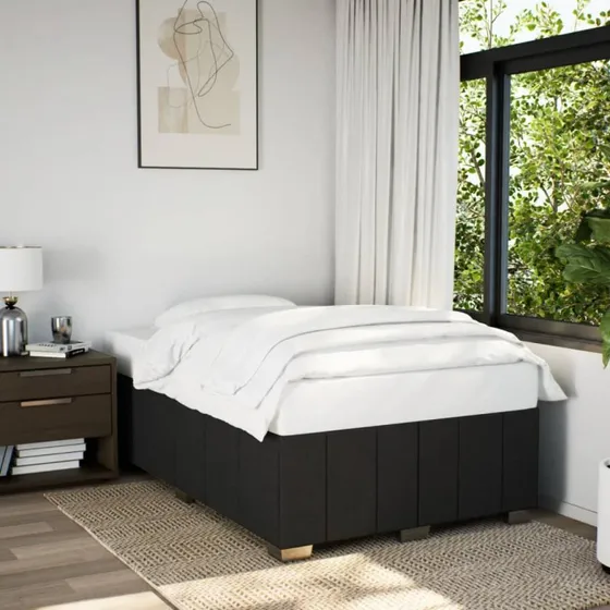 vidaXL Sengeramme 120x190 cm i sort polstret stof